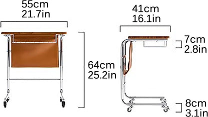 طاولة جانبية للأريكة، طاولة جانبية للأريكة على شكل حرف C مع عجلات (غرفة المعيشة، غرفة النوم، بجانب السرير) 