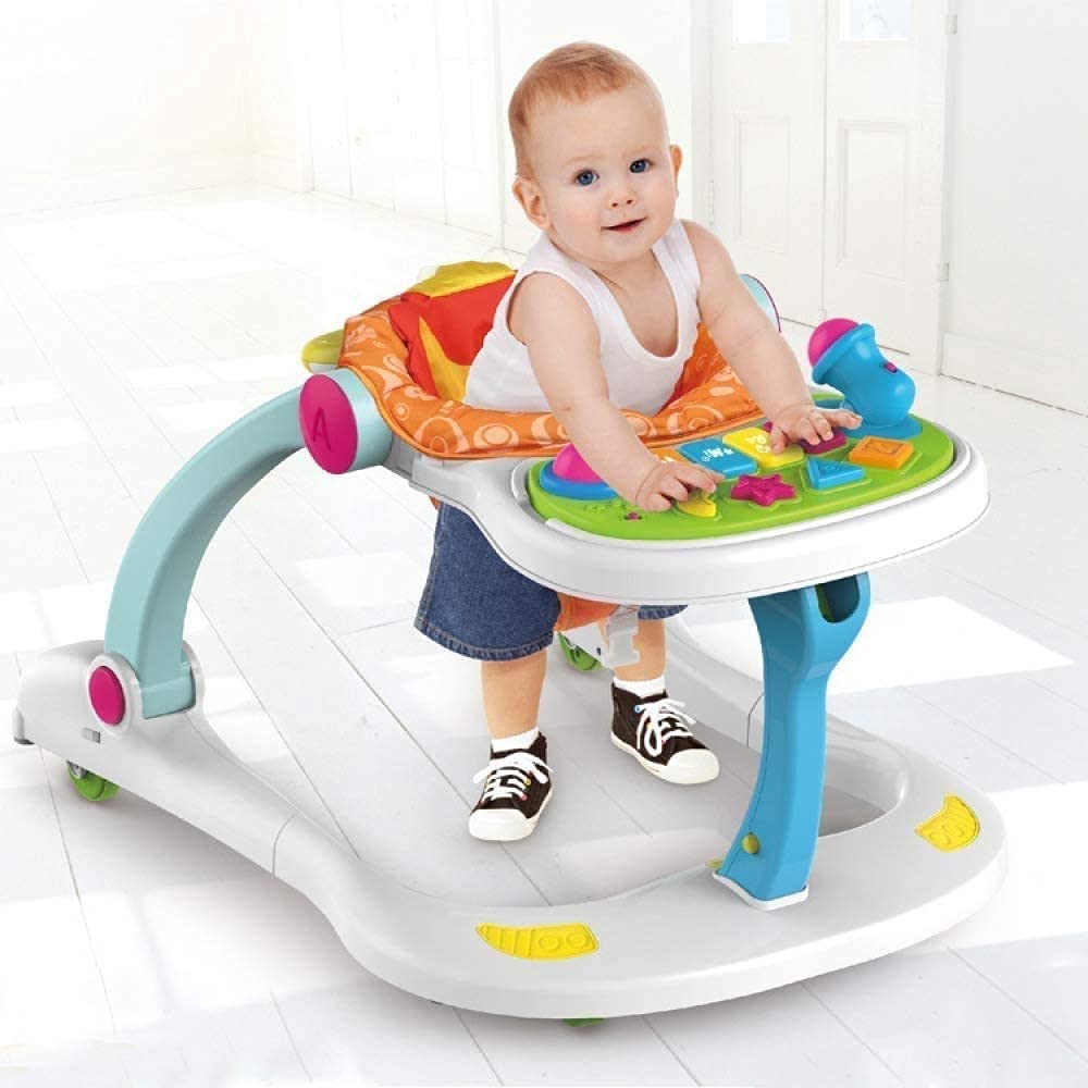 4 in 1 Baby Learning Walker,Sitting Posture Multi-Function Baby Stroller Security Center, sit-to-Stand