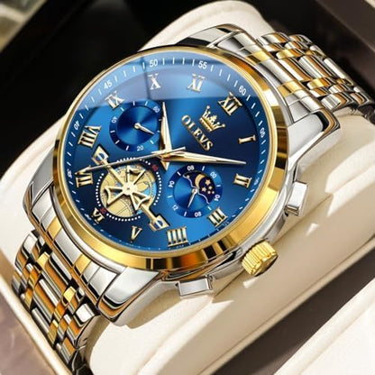 OLEVS Mens Watches Chronograph Business Dress Quartz Stainless Steel Waterproof Luminous Date Wrist Watch