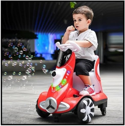 Electric Four-Wheel Kids Car | Bubble Function | 360 Degree Rotation | Cool LED Lights