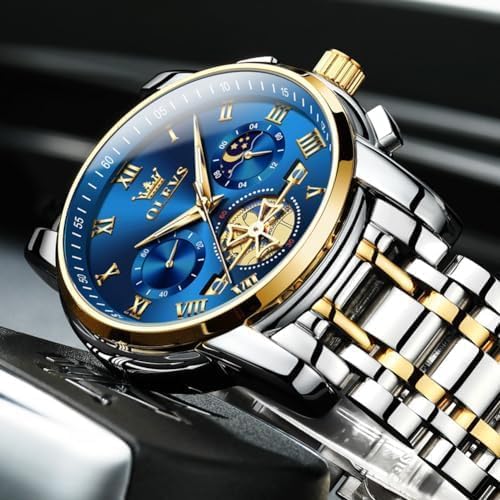 OLEVS Mens Watches Chronograph Business Dress Quartz Stainless Steel Waterproof Luminous Date Wrist Watch