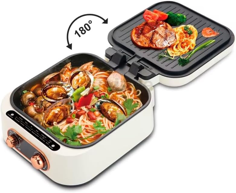 Electric Cooking Pot, 10 in 1 Multifunctional Cooker, Frying, Braising, Boiling, Barbecue, Grilling, Stewing, Baking, Roasting, Steaming, Poaching, 2.8 Liter Capacity, 1800 W