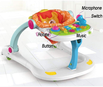 4 in 1 Baby Learning Walker,Sitting Posture Multi-Function Baby Stroller Security Center, sit-to-Stand