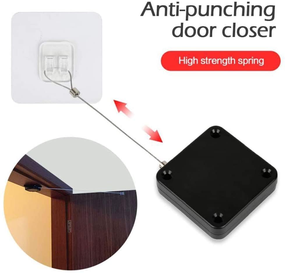 Punch-Free Automatic Sensor Door Closer, Multifunctional Automatic Door Closer, Automatically Self Closing Door with Drawstring