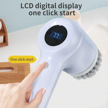فرشاة كهربائية متعددة الوظائف للتنظيف مع مؤشر LED و 5 رؤوس فرشاة 