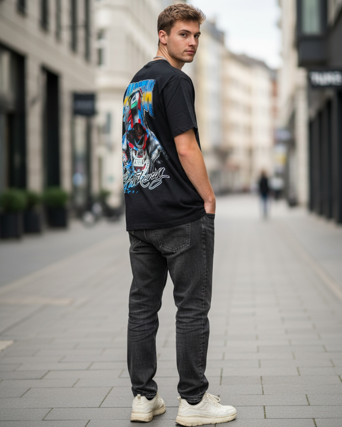 Stylish Custom Printed T-Shirt - Bold Graphic Crew Neck Tee