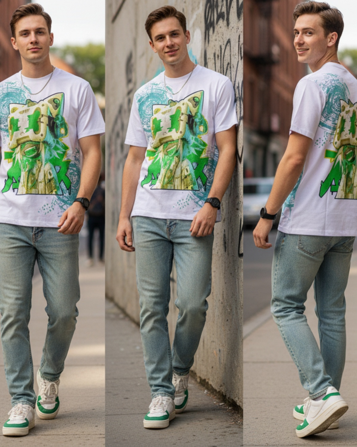 Stylish Custom Printed T-Shirt - Bold Green Graphic Tee