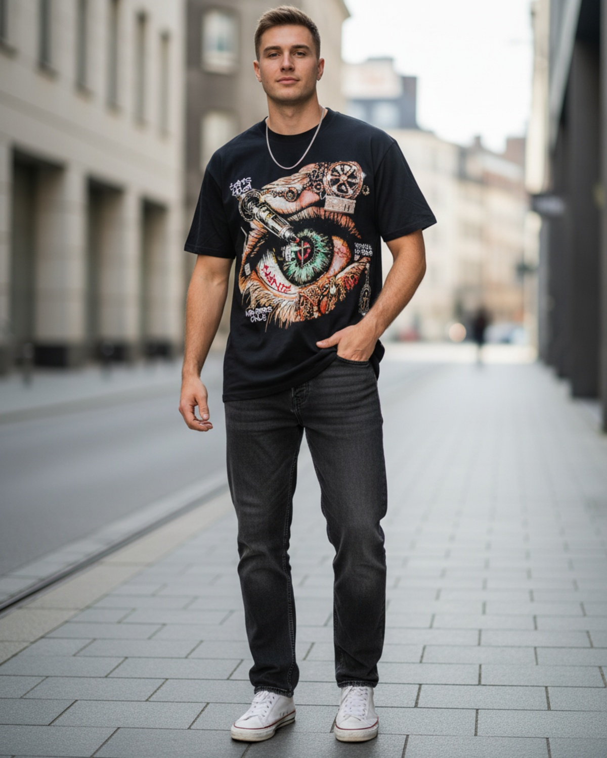 Stylish Custom Printed T-Shirt - Bold Graphic Eye Tee