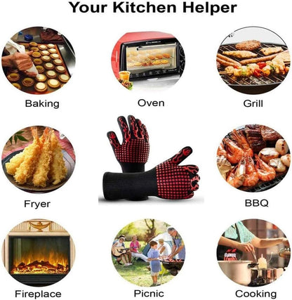 قفازات الشواء، قفازات الفرن، قفازات واقية مقاومة لدرجات الحرارة العالية 1472 درجة فهرنهايت 