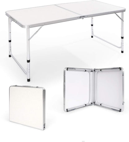 Folding Camping Table, Portable Adjustable Height Table, Lightweight Aluminum Material