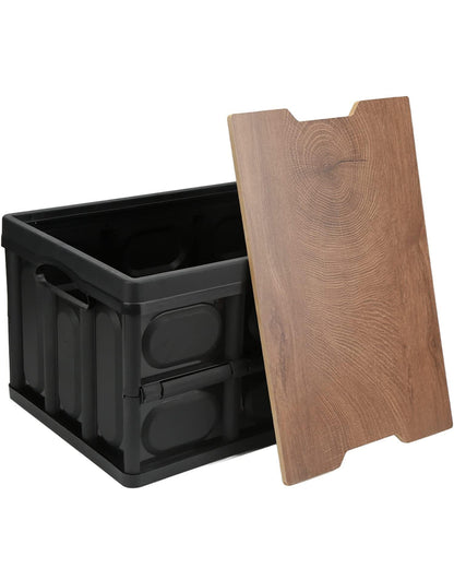 Folding Storage Bins with Wood Lid