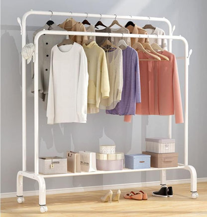 Cloth Rack, Clothes Hanger Stand Clothes Dryer Rail with Branch Hook (130cm-White)