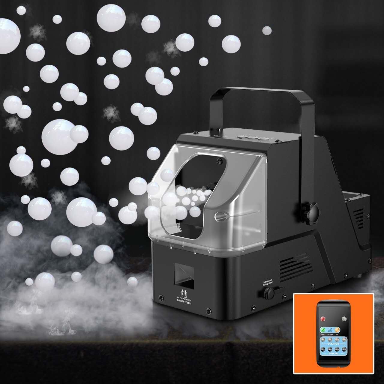 Fog Bubble Machine 450W with Timer Settings and Wireless Remote Control for Indoor Outdoor Birthday - Wedding - Christmas Party and Halloween