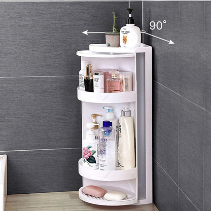 Rotating Corner Shelves,3 Tier Storage Cabinet Towel Holder Rack