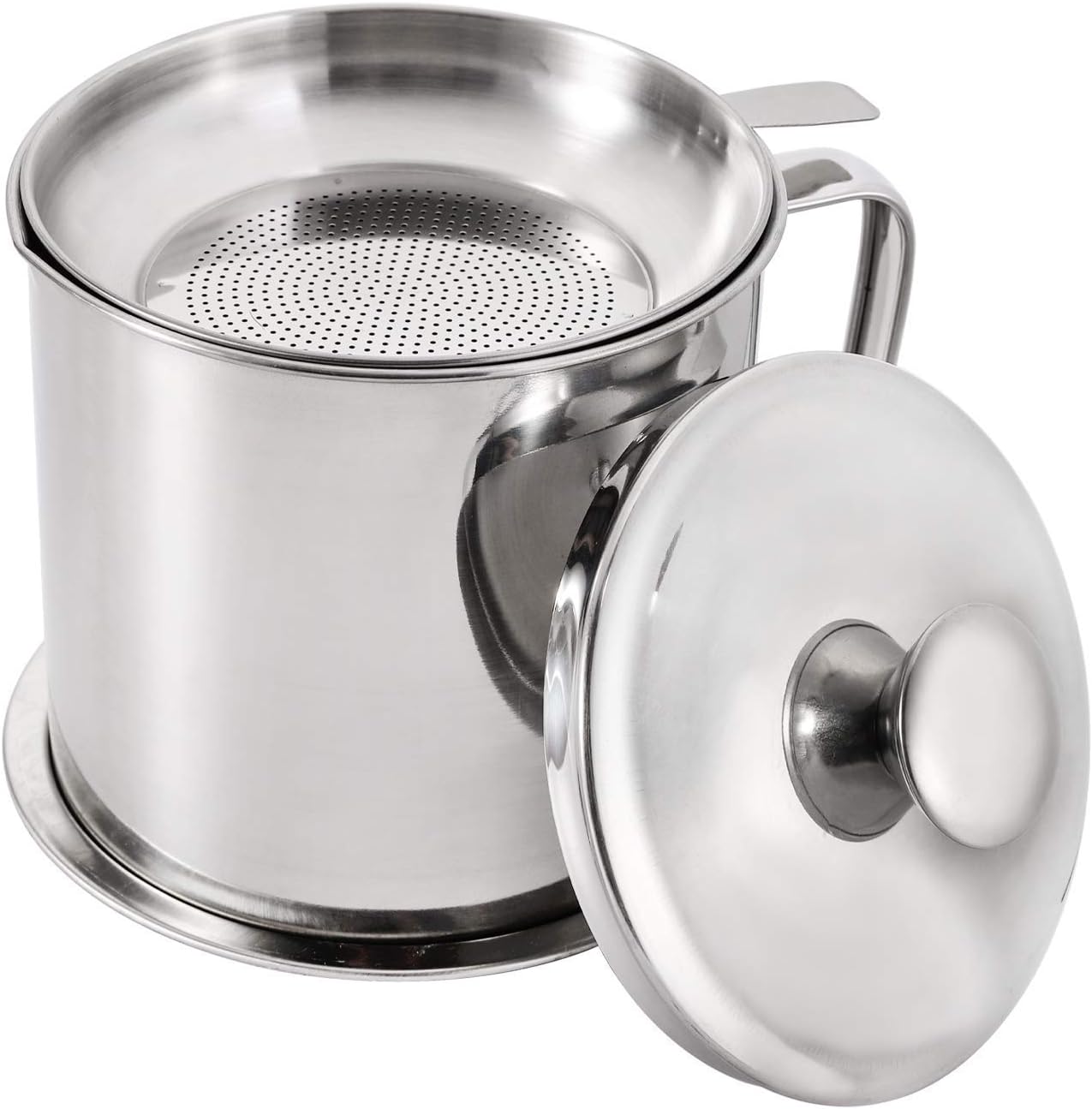 مصفاة شحوم ووعاء تخزين زيت من الفولاذ المقاوم للصدأ عالي الجودة 304 (1.3 لتر)