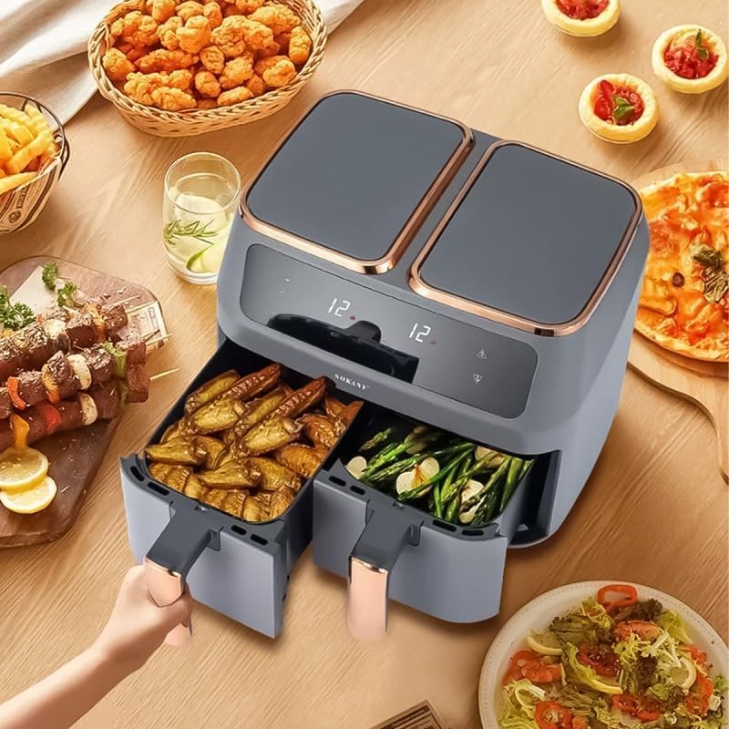 مقلاة هوائية رقمية سوكاني | سعة 8 لتر، بابين، 2800 واط