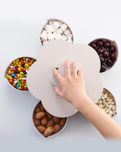 Multipurpose 5 Compartments Flower Candy Storage Box Serving Rotating Tray