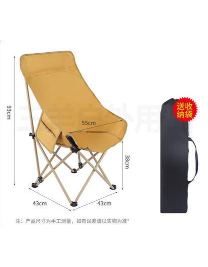 Portable Folding Camping Chair with High Back Upholstered Side Pocket Headrest