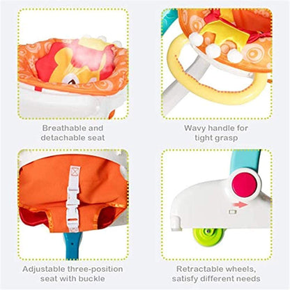 4 in 1 Baby Learning Walker,Sitting Posture Multi-Function Baby Stroller Security Center, sit-to-Stand