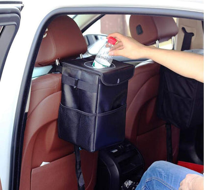 Upgraded Collapsible Car Trash Can with Leak-Proof Liner and Multi-Purpose Organizer