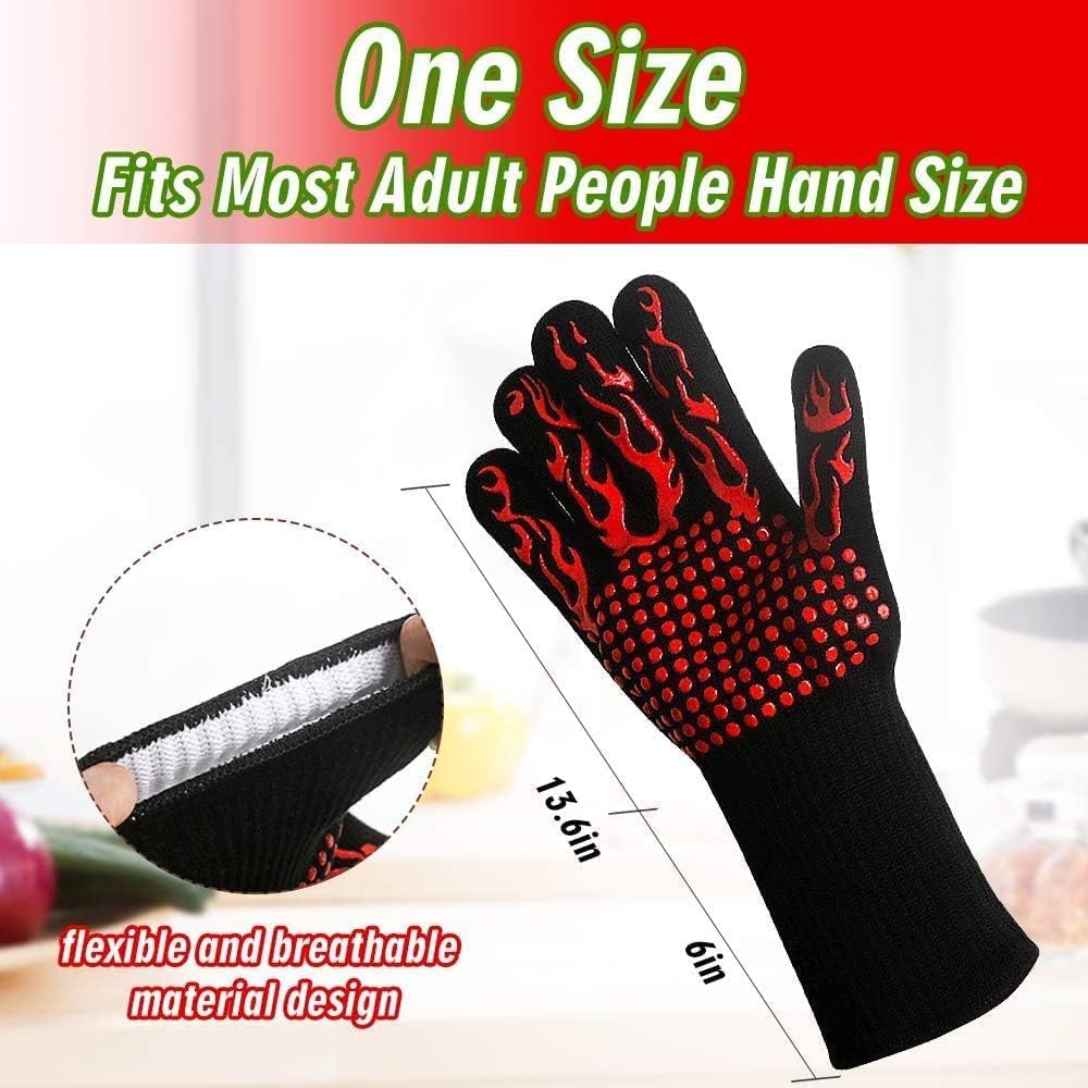 قفازات الشواء، قفازات الفرن، قفازات واقية مقاومة لدرجات الحرارة العالية 1472 درجة فهرنهايت 