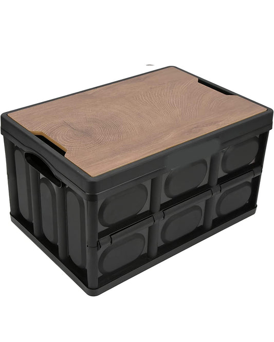Folding Storage Bins with Wood Lid