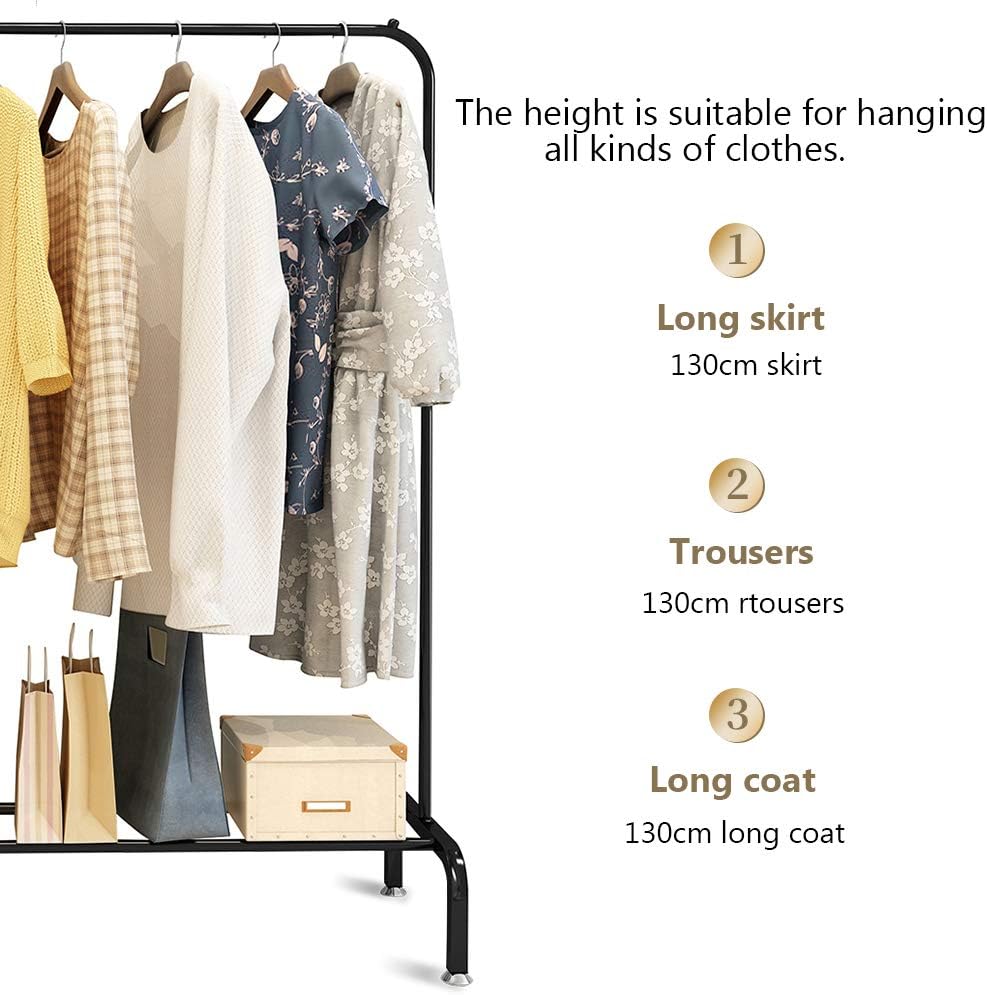 Cloth Rack, Clothes Hanger Stand Clothes Dryer Rail with Branch Hook (130cm-White)