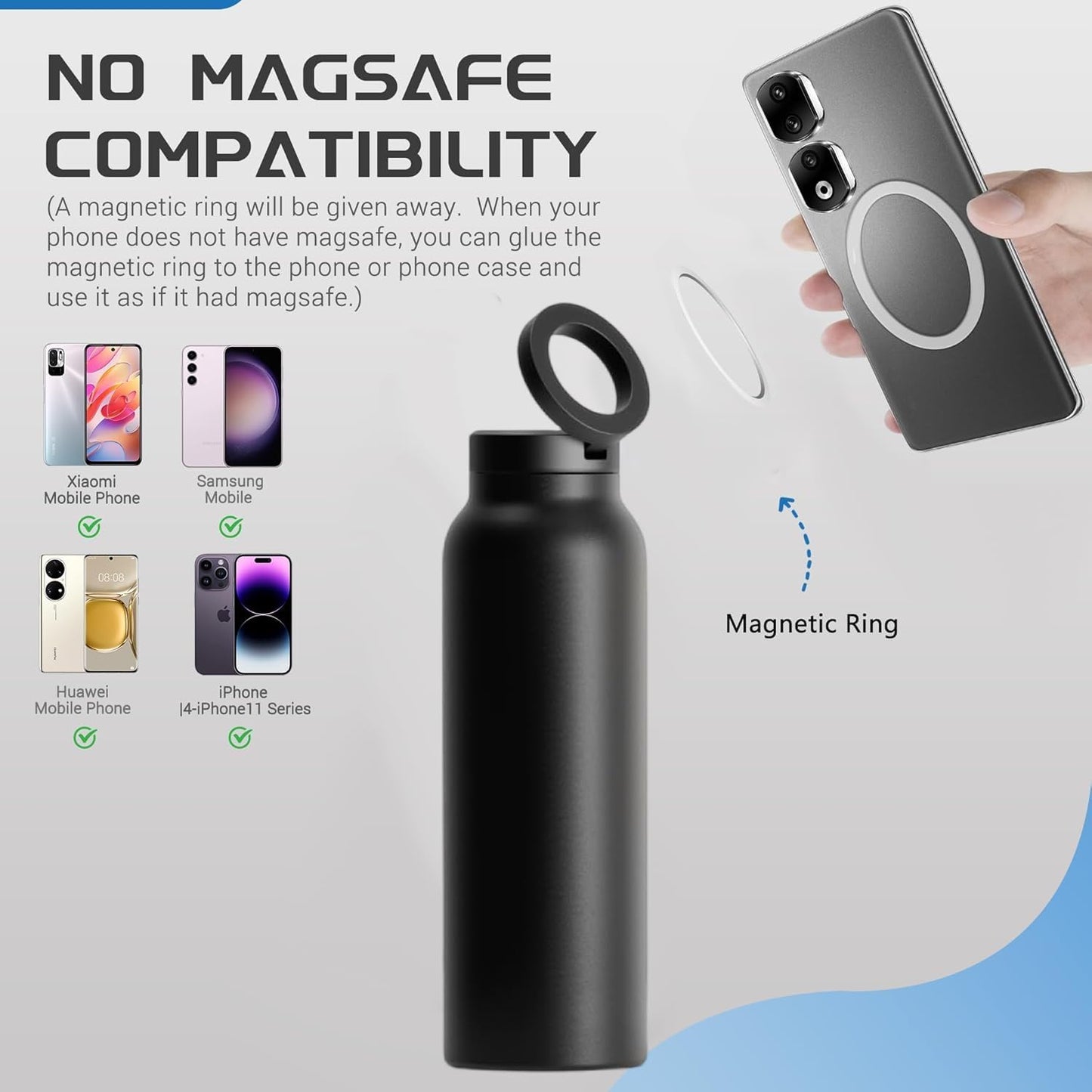 Stainless Steel Water Bottle with Magnetic Phone Holder | Limited stocks available