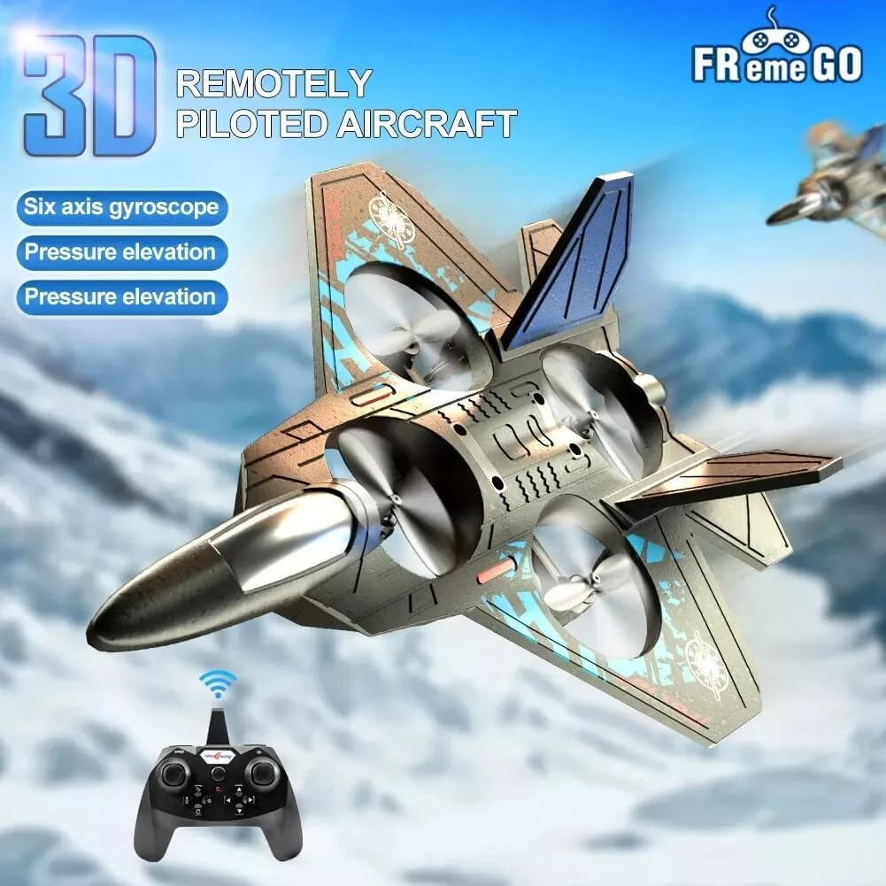 RC Jet Fighter Airplane 3D Flip Quadcopter Toy Gifts | Cool Lights Stunt Airplane Roll Hovering for Boys