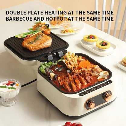 Electric Cooking Pot, 10 in 1 Multifunctional Cooker, Frying, Braising, Boiling, Barbecue, Grilling, Stewing, Baking, Roasting, Steaming, Poaching, 2.8 Liter Capacity, 1800 W
