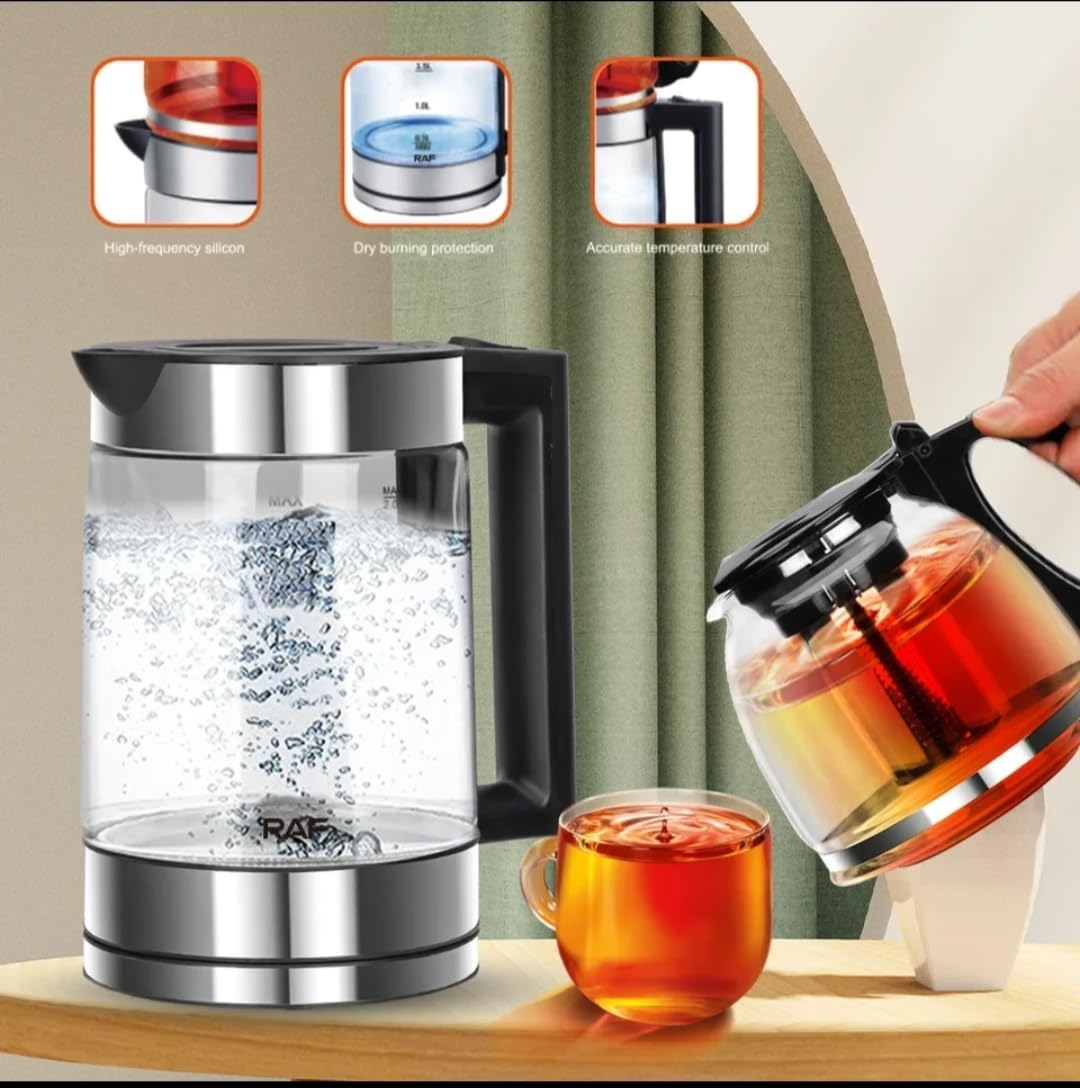 RAF Electric Kettle with Turkish teapot | 1.8L+0.6L thermal insulation electric kettle