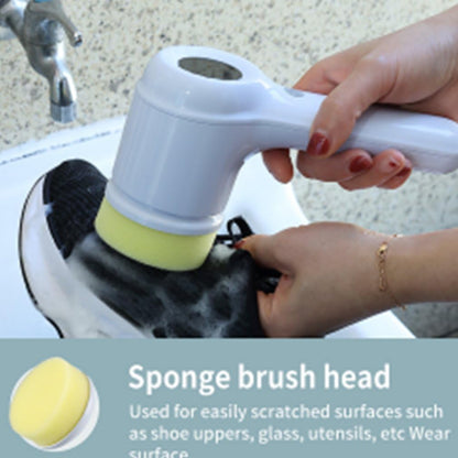 فرشاة كهربائية متعددة الوظائف للتنظيف مع مؤشر LED و 5 رؤوس فرشاة 