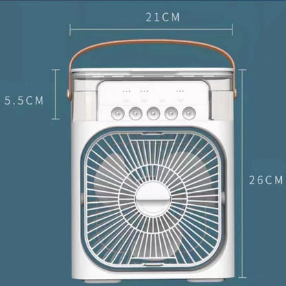Portable Fan Mini Air Conditioner Fan, 600ML Water Tank Humidifier Desk Fan, 7 Color LED Light Desktop Misting Fast Cooling Fan