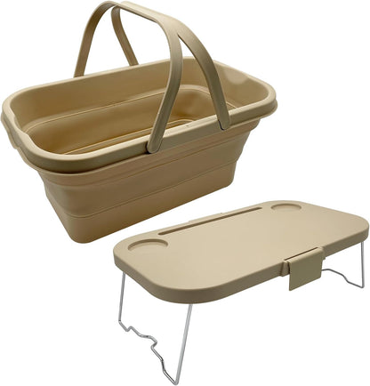 سلة نزهة قابلة للطي | سلة تخييم قابلة للطي بسعة كبيرة مع طاولة 