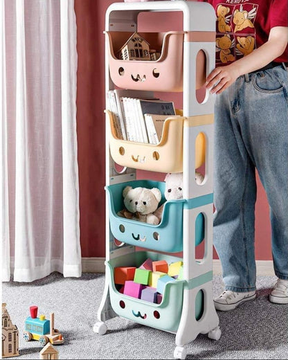 4 Tier Toy Organizers and Storage Bins on Wheels | Kids Storage Organizer