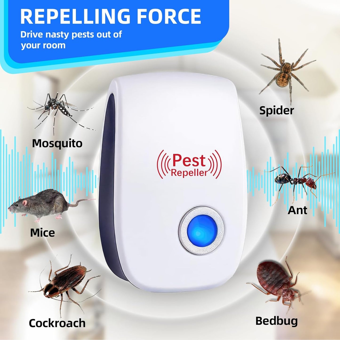 Pest Reject Advanced Ultrasonic Plug-In Pest Repeller for Indoor Insect & Rodent Control