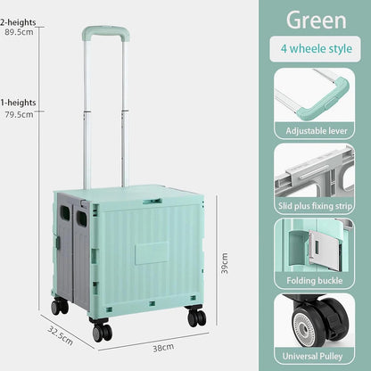 عربة تسوق قابلة للطي مع غطاء، سعة 40 كجم عالية التحمل 