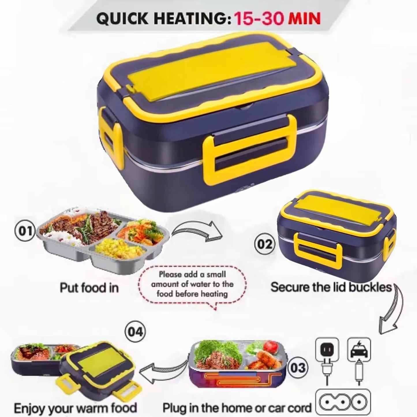 Electric Lunch Box 3-in-1 for Car & Home - 60W Portable Food Heater | Limited stocks available
