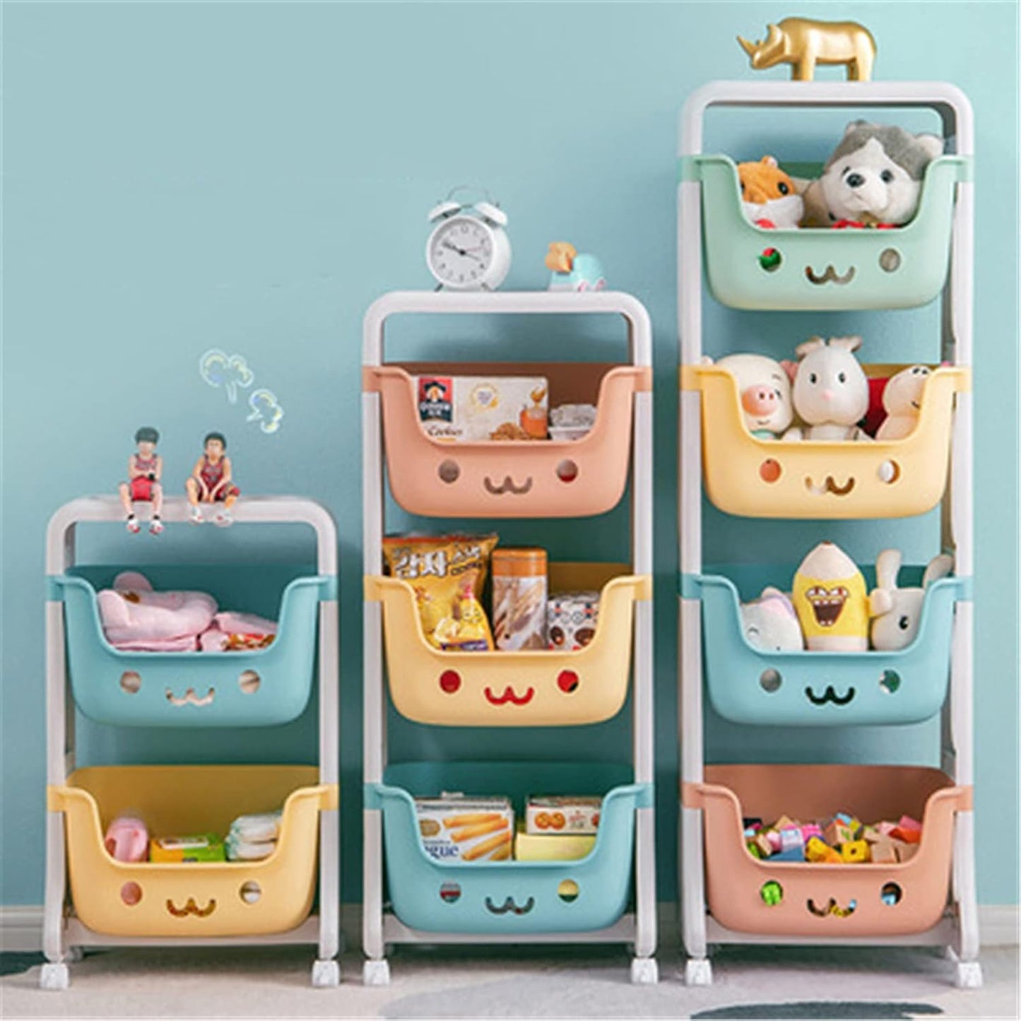 4 Tier Toy Organizers and Storage Bins on Wheels | Kids Storage Organizer