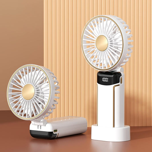 Portable Fan Handheld Fan, 6000mAh 180° Foldable Multi-function Fan, 5 Speeds