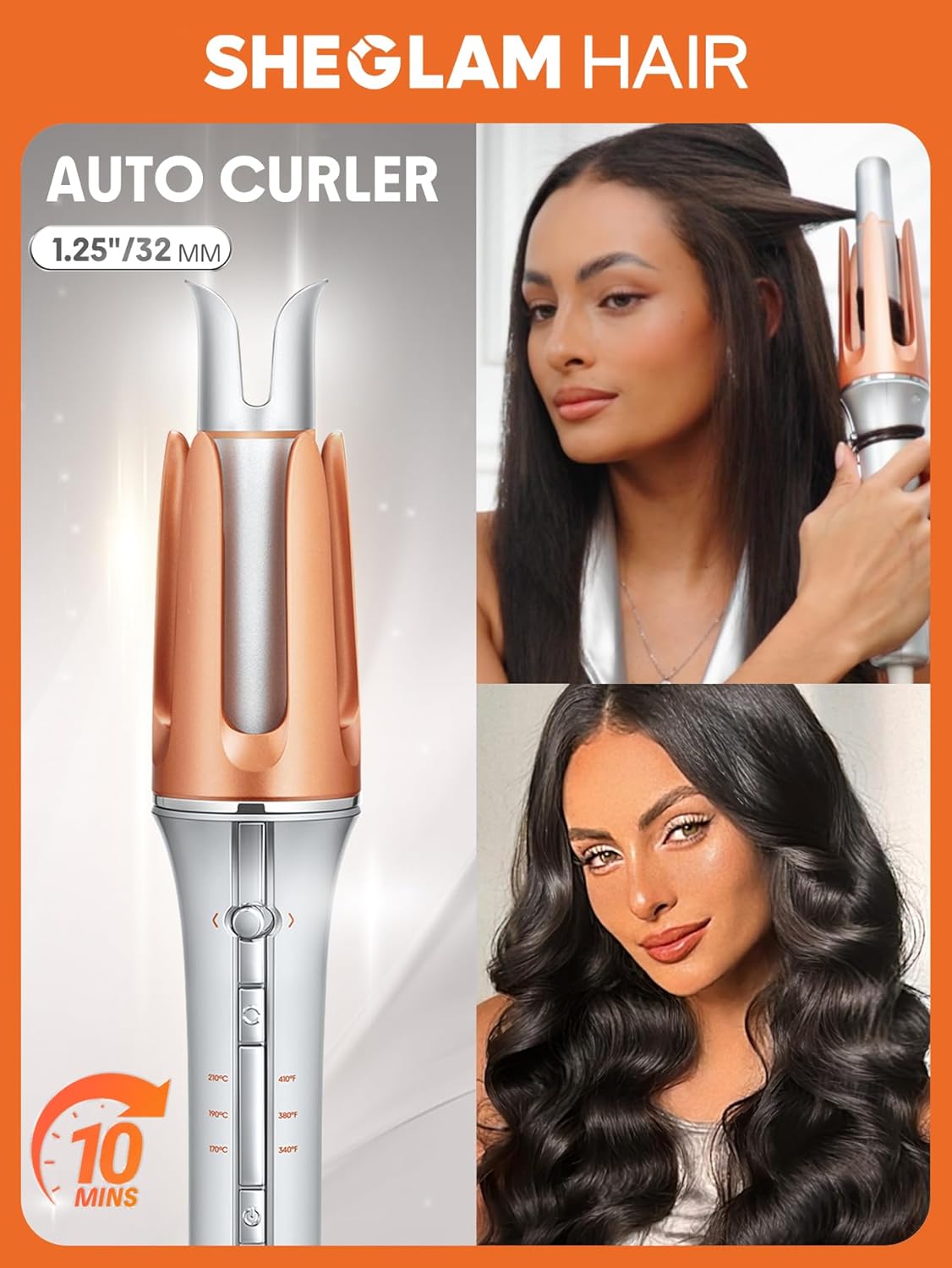 Automatic Curling Iron 1 inch with 3 Temperatures Fast Heating, 2-Way Rotation