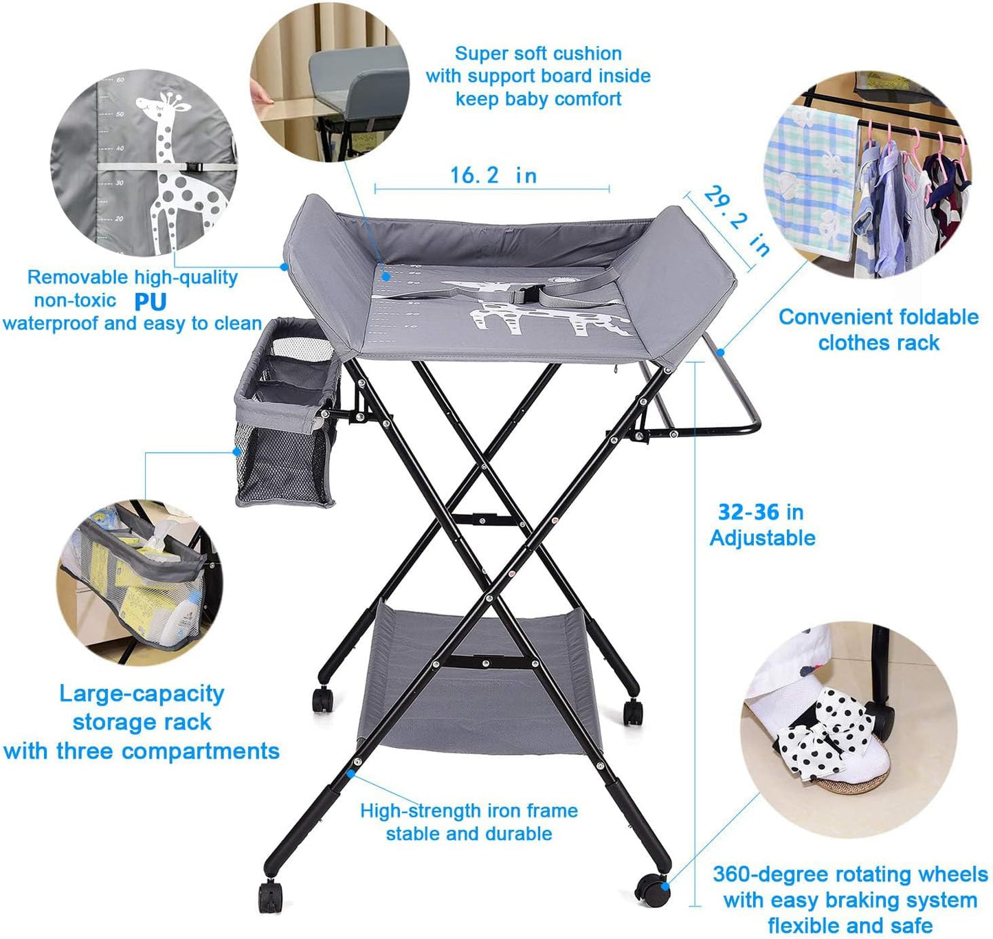 Baby Diaper and Cloths Changing Folding Table with Wheels | Limited stocks available