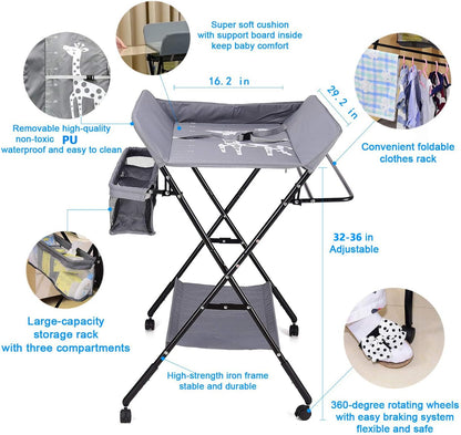 Baby Diaper and Cloths Changing Folding Table with Wheels | Limited stocks available