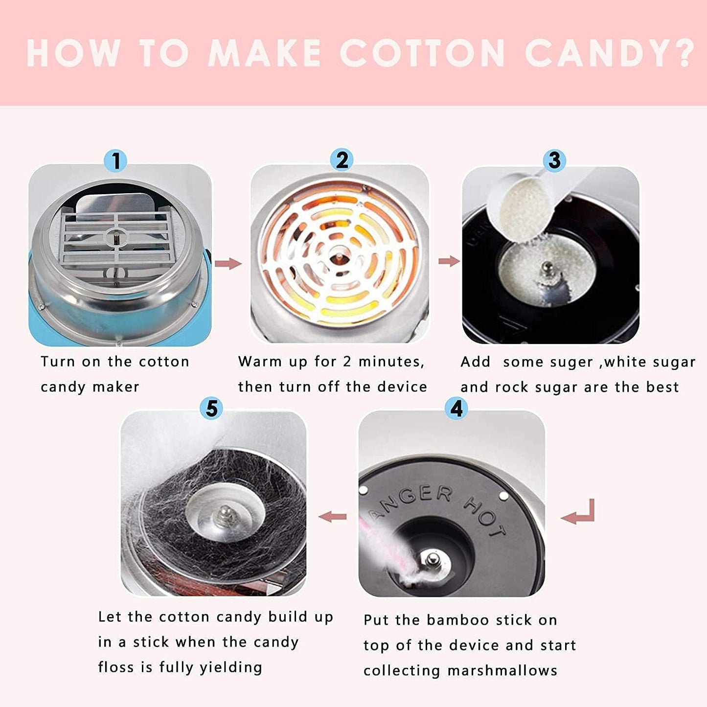 Cotton Candy Maker Machine Electric Sugar Floss Homemade