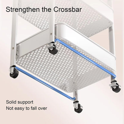 عربة مطبخ، بعجلات، 3 طبقات، قابلة للطي، رف فولاذي 