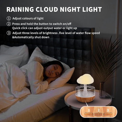 Rain Cloud Humidifier, Rain Cloud Night Light, Diffuser Humidifier with 7 Colors LED Lights