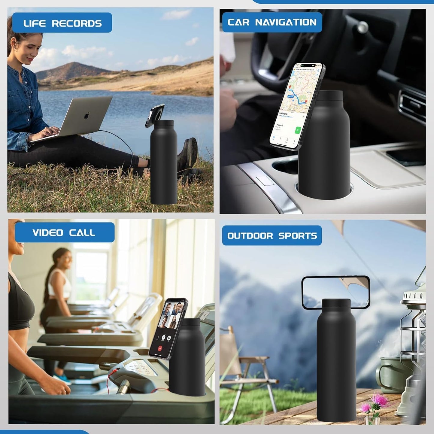 Stainless Steel Water Bottle with Magnetic Phone Holder | Limited stocks available