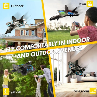 RC Jet Fighter Airplane 3D Flip Quadcopter Toy Gifts | Cool Lights Stunt Airplane Roll Hovering for Boys