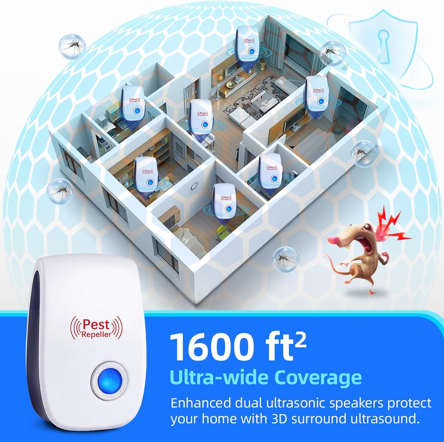 Pest Reject Advanced Ultrasonic Plug-In Pest Repeller for Indoor Insect & Rodent Control