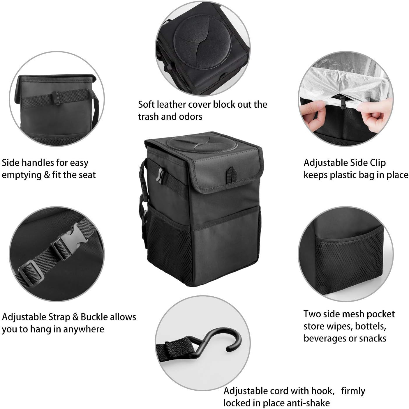 Upgraded Collapsible Car Trash Can with Leak-Proof Liner and Multi-Purpose Organizer